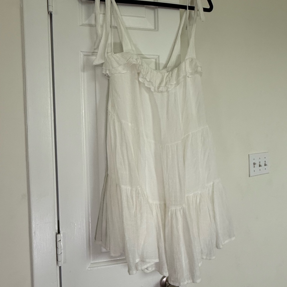 White Ruffled Sleeveless Dress